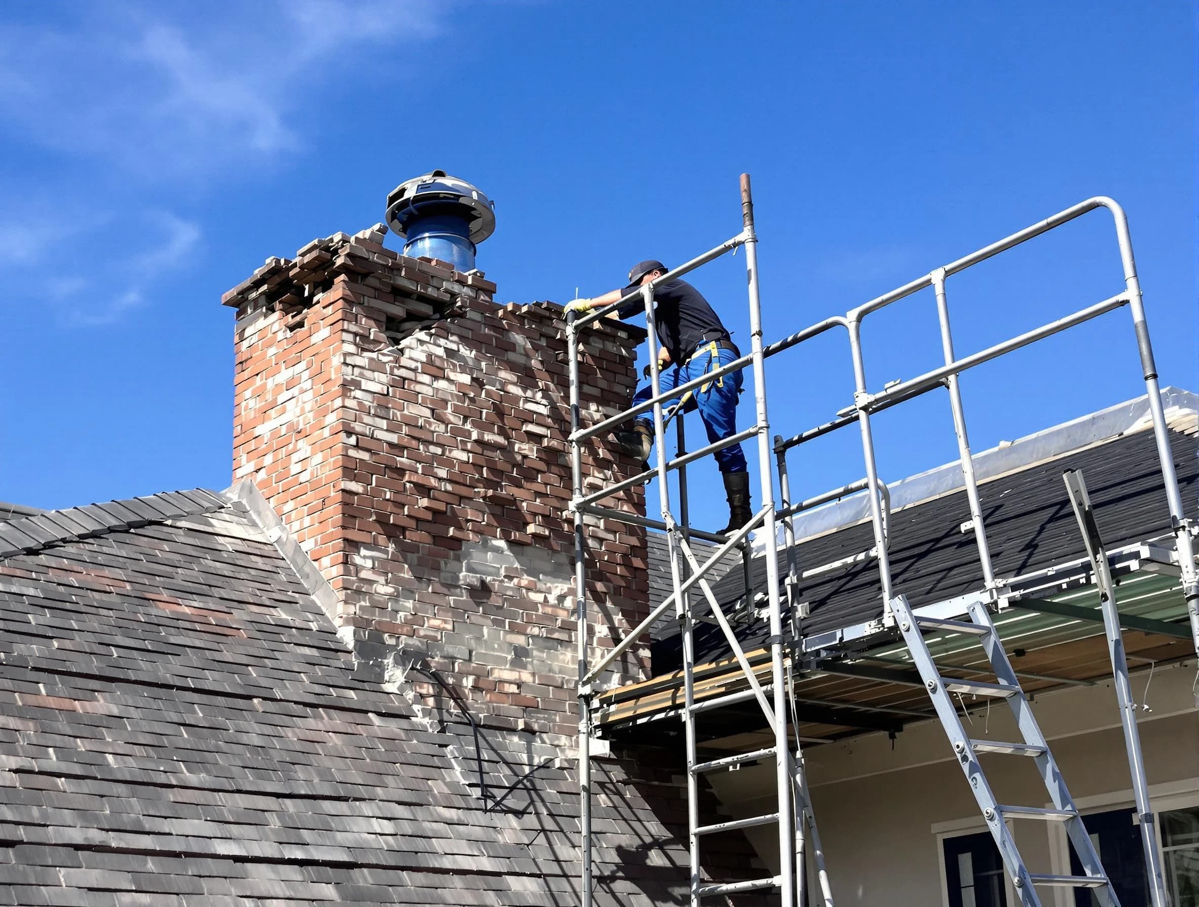 Rebuilding a chimney structure by Elk Ridge Chimney Sweep in Elk Ridge, UT