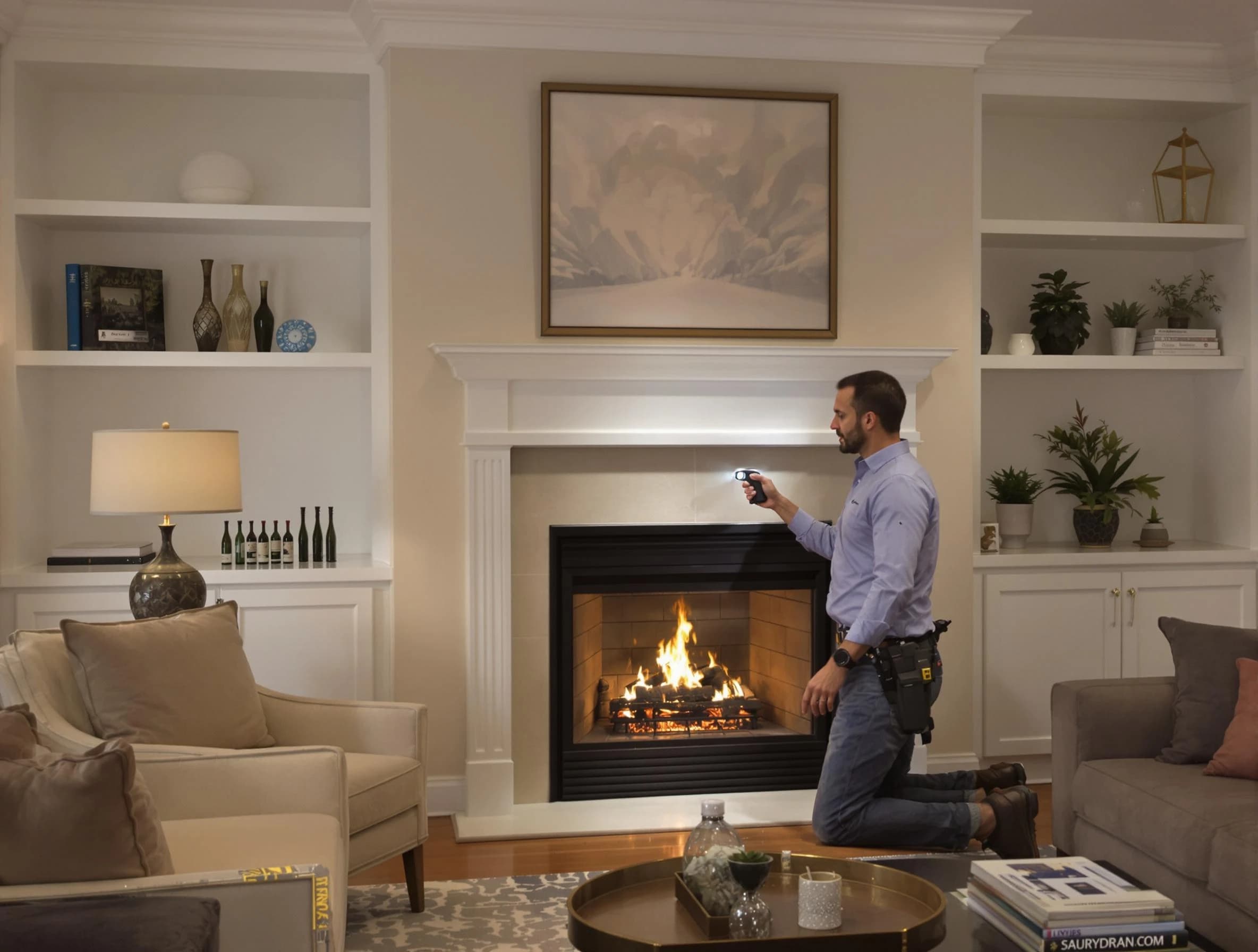 Elk Ridge Chimney Sweep conducting a fireplace safety inspection in Elk Ridge, UT