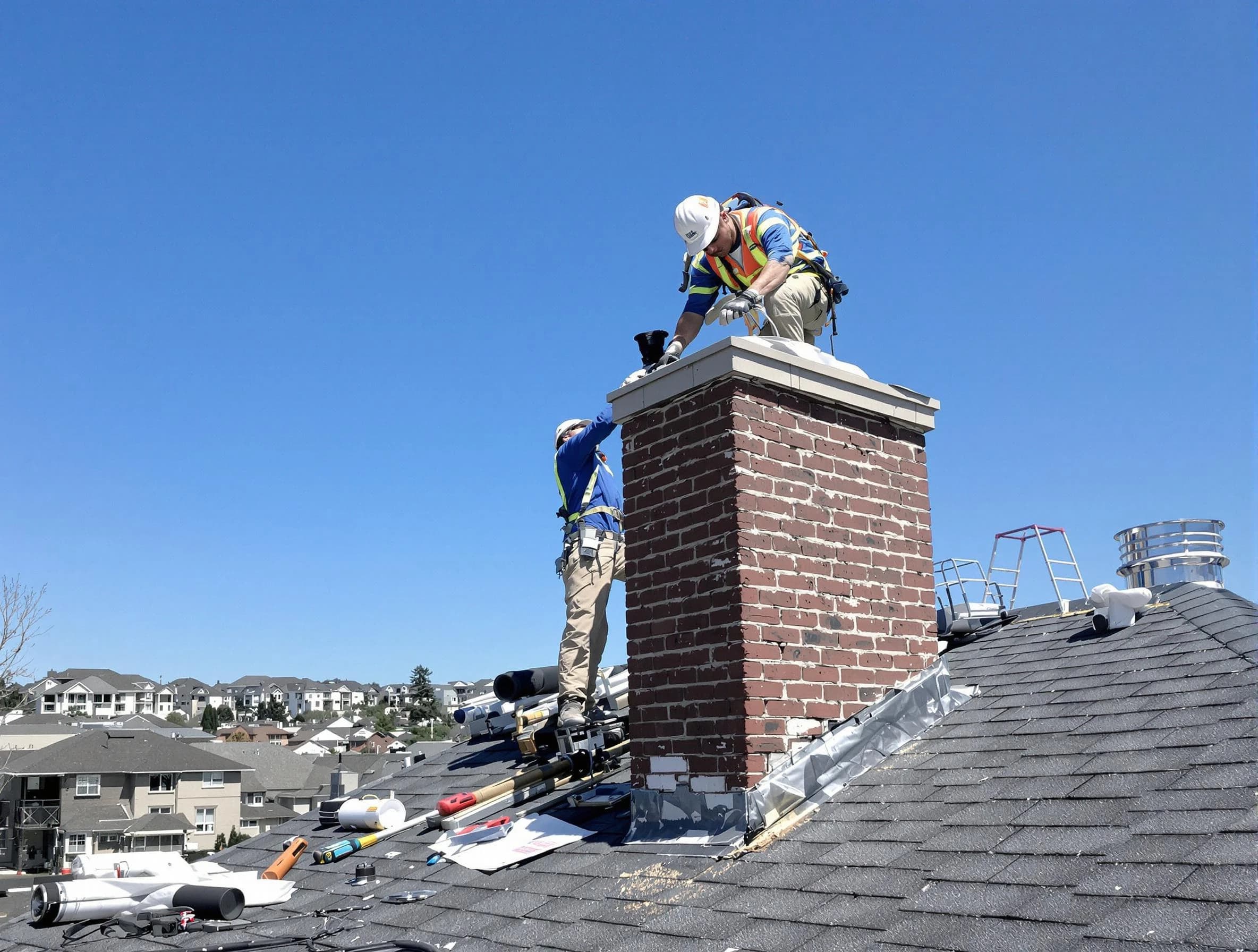 Elk Ridge Chimney Sweep repairing a chimney crown in Elk Ridge, UT