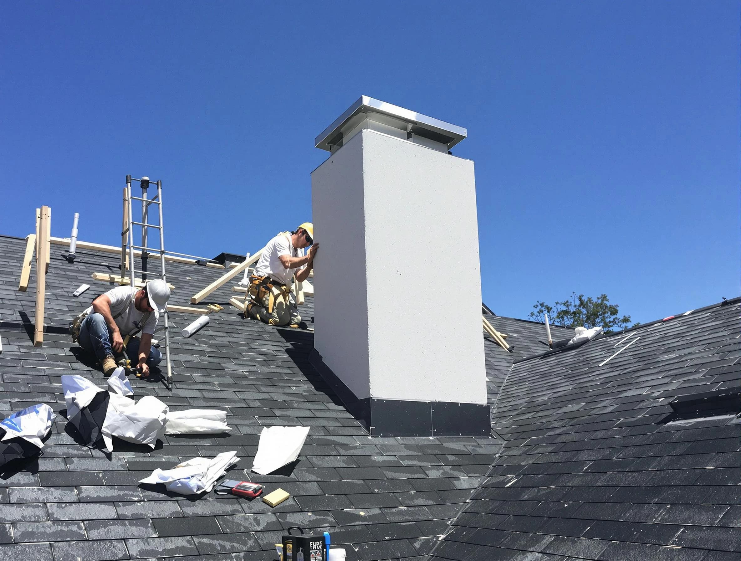 Elk Ridge Chimney Sweep crew installing a new chimney in Elk Ridge, UT