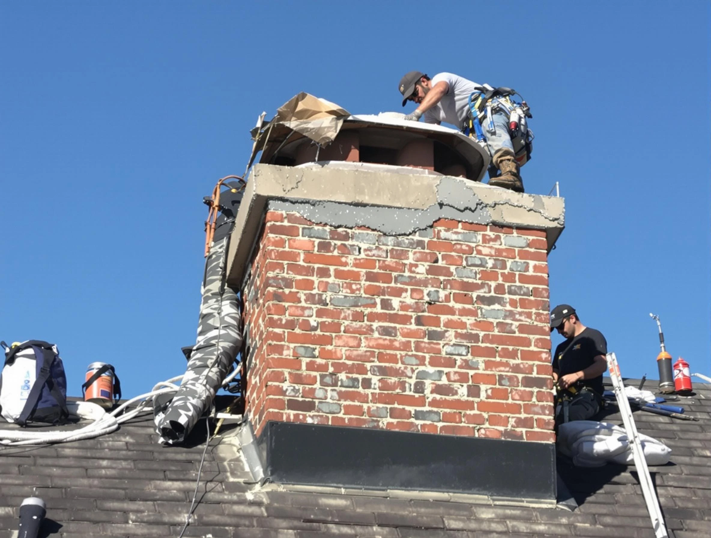 Elk Ridge Chimney Sweep installing a custom chimney crown in Elk Ridge, UT