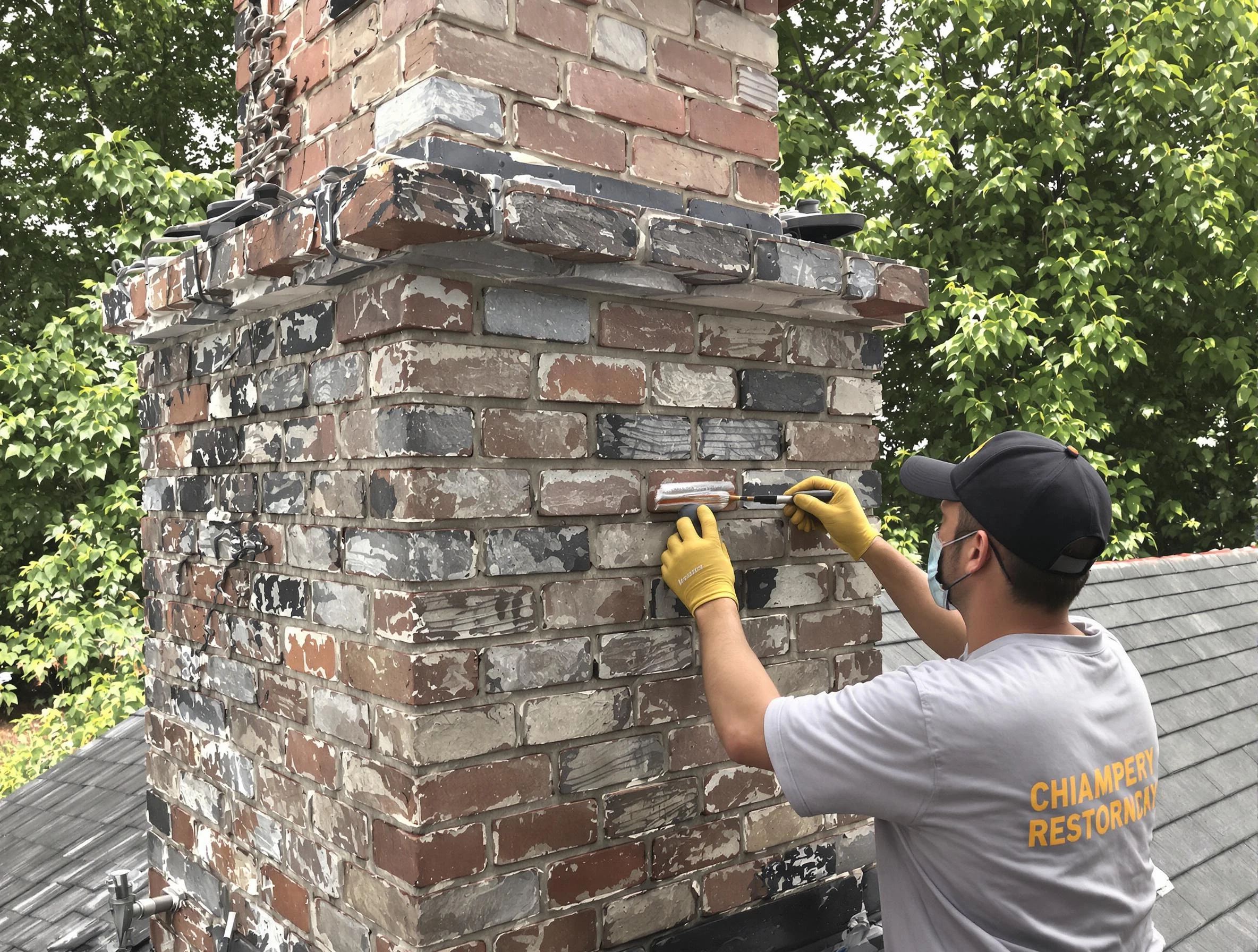 In-progress chimney restoration by Elk Ridge Chimney Sweep in Elk Ridge, UT