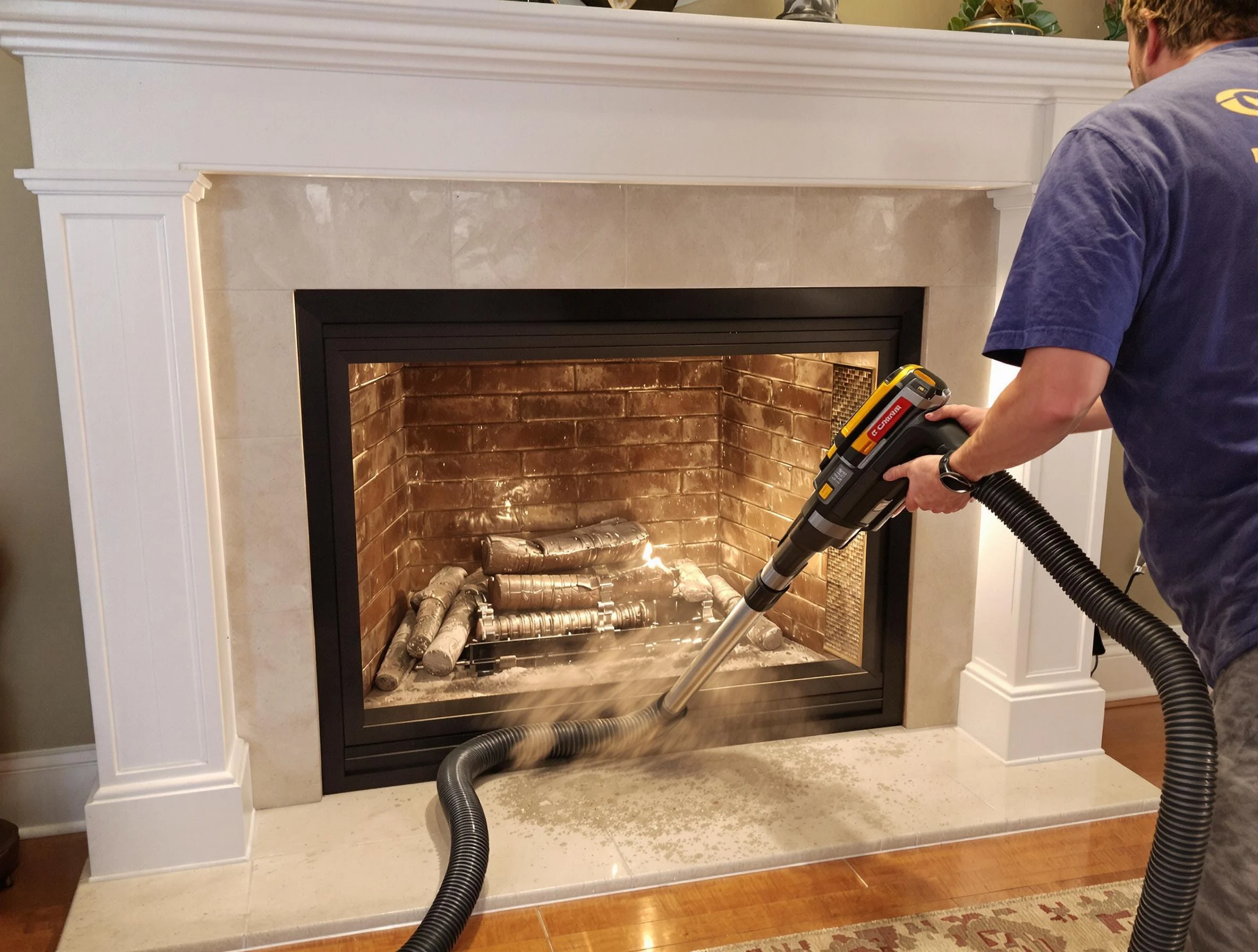 Fireplace cleaning performed by Elk Ridge Chimney Sweep in Elk Ridge, UT